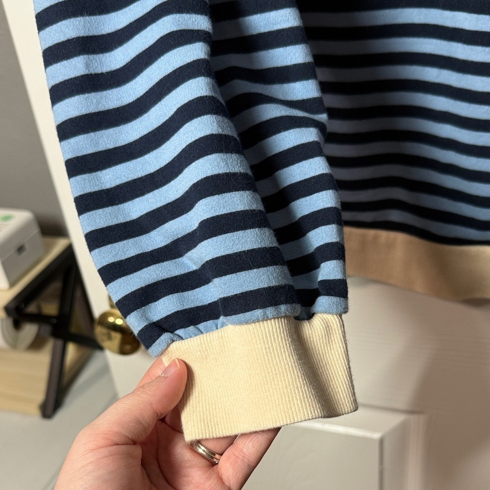 Women’s Striped Blue Quarter Zip - Picture 5 of 10
